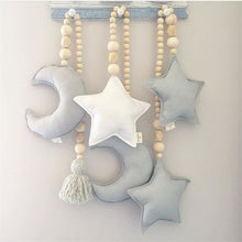 Load image into Gallery viewer, Baby Decoration Pillow Nordic Moon Stars Wooden Beads Strings Toys Kids Bed Room Crib Tent Decor Ornaments Photography Props