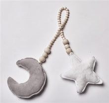 Load image into Gallery viewer, Baby Decoration Pillow Nordic Moon Stars Wooden Beads Strings Toys Kids Bed Room Crib Tent Decor Ornaments Photography Props