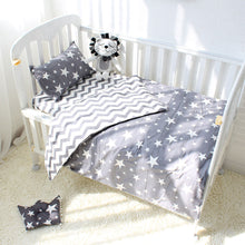 Load image into Gallery viewer, 3Pcs Cotton Crib Bed Linen Kit For Boy Girl Cartoon Baby Bedding Set Includes Pillowcase Bed Sheet Duvet Cover Without Filler